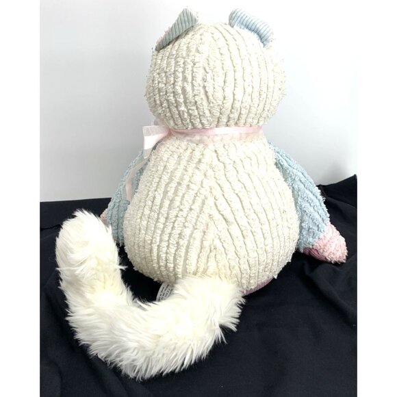 Chenille Animals Plush Cat Kitty By CWC 15” Pastel Pink Blue Weighted Vintage - Picture 5 of 9